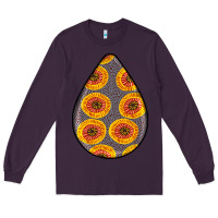 Plum african fabric pattern teardrop earrings 5 Long Sleeve Tee - BundleAndBundleShop