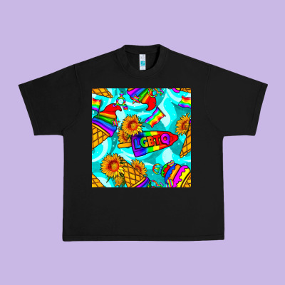 Pride Lgbtq Ice Cream And Sunflowers Seamless Urban Heavy Tee Designed By Bundleandbundleshop