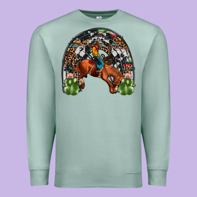 Rodeo Cowboy Rainbow Premium Sweatshirt Designed By Jahusdesignshop