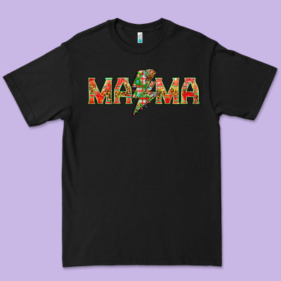 Mama Christmas Lightning Bolt Mother's Day Premium Tee Designed By Howdyjamesfarm