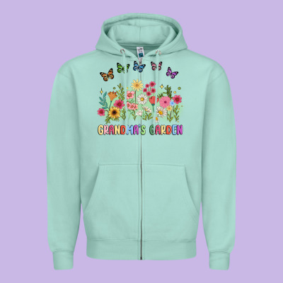 Grandma Garden Birth Month Flower Zipper Hoodie Designed By Jahusdesignshop