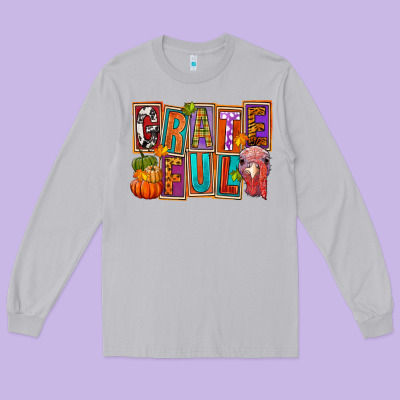 Grateful Thanksgiving Long Sleeve Tee Designed By Fadigitalartstudio