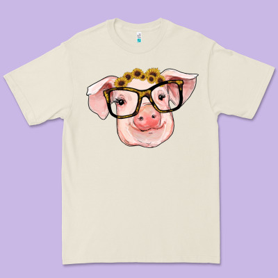 Sunflowers With Pig Premium Tee Designed By Ranaportraitstore