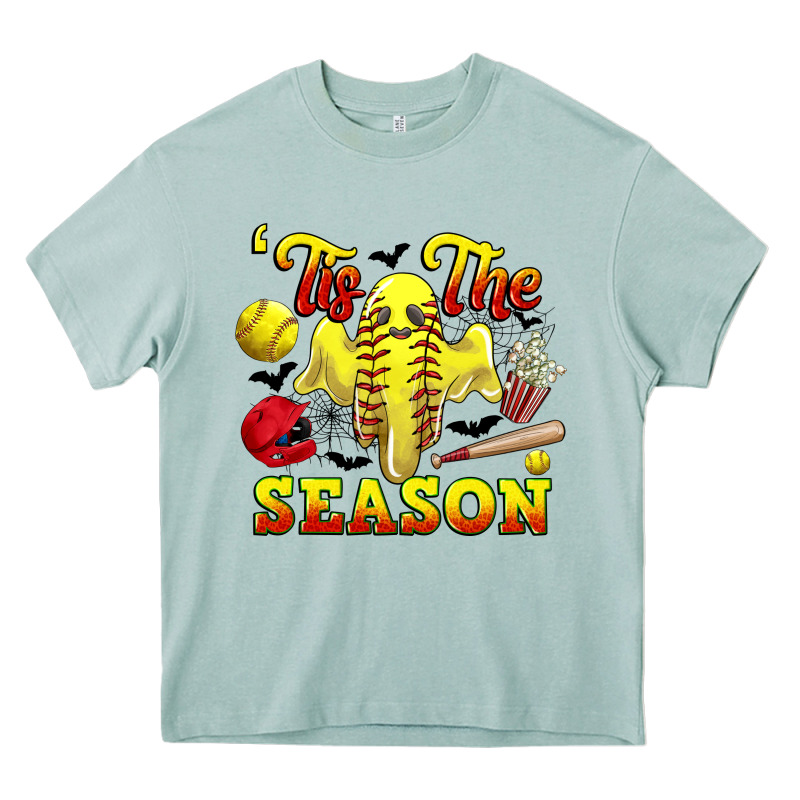 Tis The Season Softball Halloween Heavy Core Tee by CowGirlArtShop | Teevron