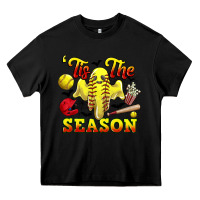 Black tis the season softball halloween Heavy Core Tee - CowGirlArtShop