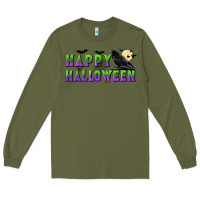 Army Green happy halloween Long Sleeve Tee - BundleAndBundleShop