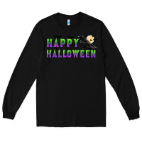 Black happy halloween Long Sleeve Tee - BundleAndBundleShop