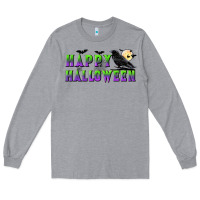Heather Grey happy halloween Long Sleeve Tee - BundleAndBundleShop