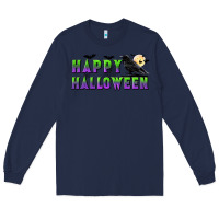Navy happy halloween Long Sleeve Tee - BundleAndBundleShop