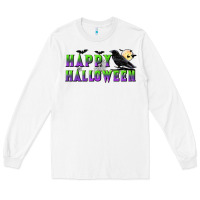 White happy halloween Long Sleeve Tee - BundleAndBundleShop