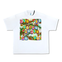 White Happy Easter Seamless Pattern Urban Heavy Tee - BundleAndBundleShop