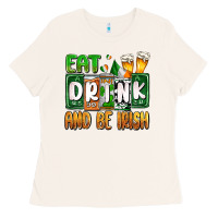 Bone St. Patrick's Eat drink and be Irish Ladies Tee - OliviaCreatesArt