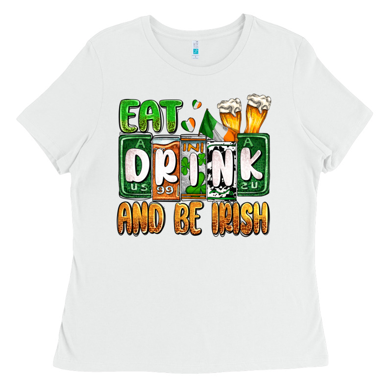 St. Patrick's Eat Drink And Be Irish Ladies Tee by OliviaCreatesArt | Teevron
