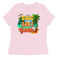 Bubblegum Pink Sun salt sand Ladies Tee - FaDigitalArtStudio