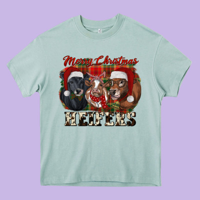 Merry Christmas Heifers Heavy Core Tee Designed By Ranaportraitstore
