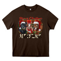 Chocolate Brown Merry Christmas Heifers Heavy Core Tee - RanaPortraitStore