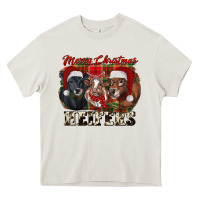 Cream Merry Christmas Heifers Heavy Core Tee - RanaPortraitStore