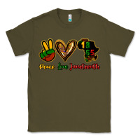 Army Green Peace love Juneteenth Classic Tee - HowdyJamesFarm