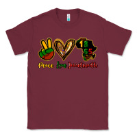 Burgundy Peace love Juneteenth Classic Tee - HowdyJamesFarm
