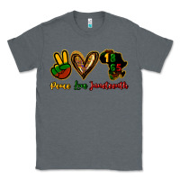 Charcoal Heather Peace love Juneteenth Classic Tee - HowdyJamesFarm