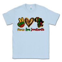 Dusty Blue Peace love Juneteenth Classic Tee - HowdyJamesFarm
