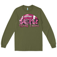 Army Green Tickle Breast Cancer Football Long Sleeve Tee - FaDigitalArtStudio