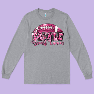 Tickle Breast Cancer Football Long Sleeve Tee Designed By Fadigitalartstudio