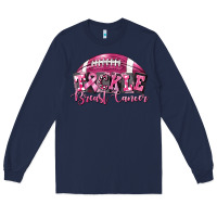 Navy Tickle Breast Cancer Football Long Sleeve Tee - FaDigitalArtStudio