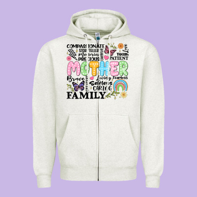 Retro Mother Zipper Hoodie Designed By Jahusdesignshop