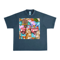 Midnight Navy Easter Bunny With Truck Seamless Pattern Urban Heavy Tee - BundleAndBundleShop