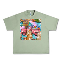 Oil Green Easter Bunny With Truck Seamless Pattern Urban Heavy Tee - BundleAndBundleShop