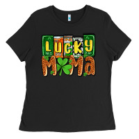 Black St. Patrick's lucky mama Ladies Tee - OliviaCreatesArt