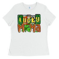 White St. Patrick's lucky mama Ladies Tee - OliviaCreatesArt
