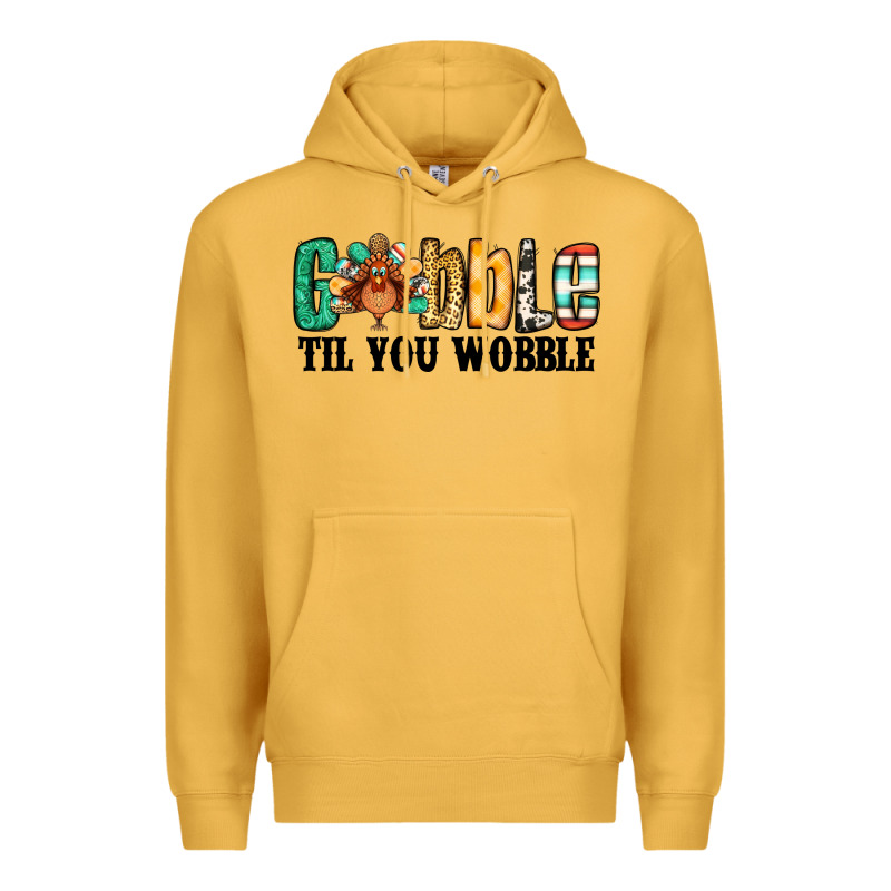 Gobble Til You Wobble Thanksgiving Turkey Premium Hoodie by Jasminsmagicworld | Teevron