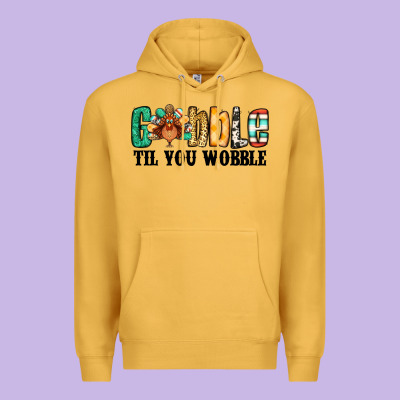 Gobble Til You Wobble Thanksgiving Turkey Premium Hoodie Designed By Jasminsmagicworld