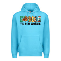 Ocean Blue gobble til you wobble thanksgiving turkey Premium Hoodie - Jasminsmagicworld