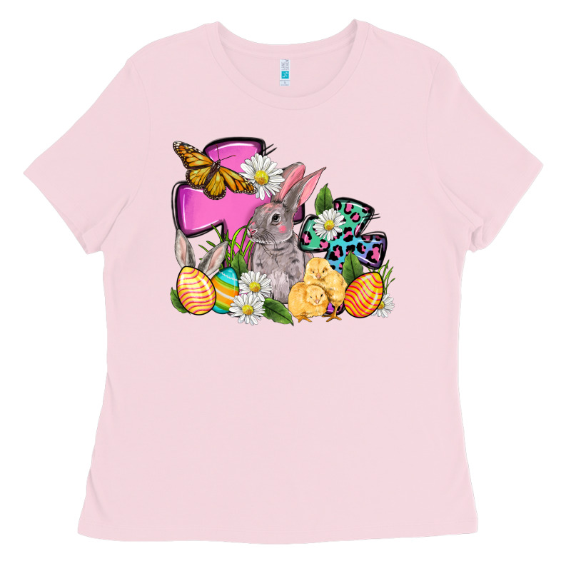 Easter Rabbits And Cross Ladies Tee by OliviaCreatesArt | Teevron