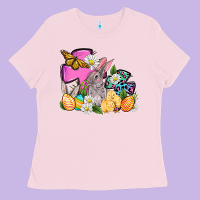 Easter Rabbits And Cross Ladies Tee Designed By Oliviacreatesart