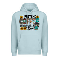 Blue Mist i pretend coffee Premium Hoodie - RacoonDesign