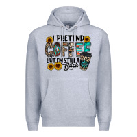 Heather Grey i pretend coffee Premium Hoodie - RacoonDesign