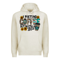 Oatmeal Heather i pretend coffee Premium Hoodie - RacoonDesign