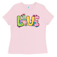 Bubblegum Pink Easter Day Love Easter gnome Ladies Tee - OliviaCreatesArt