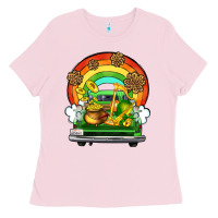 Bubblegum Pink St. Patrick's Day truck Ladies Tee - OliviaCreatesArt