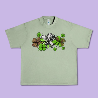 Western Cowhide Leopard Glitter Shamrocks Urban Heavy Tee Designed By Jasminsmagicworld