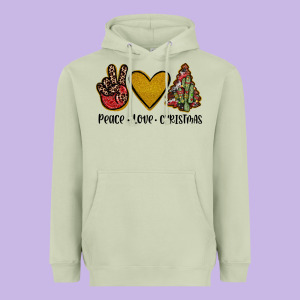 Peace Love Christmas Heavyweight Hoodie Designed By Jahusdesignshop