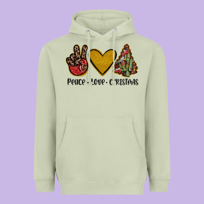 Peace Love Christmas Heavyweight Hoodie Designed By Jahusdesignshop