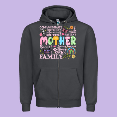 Retro Mother Zipper Hoodie Designed By Jahusdesignshop