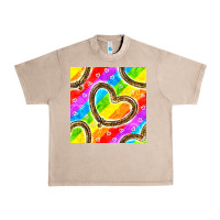 French Oak Pride lgbtq leopard heart balloons pattern Urban Heavy Tee - BundleAndBundleShop