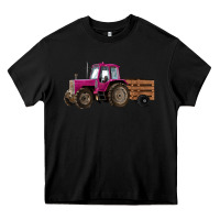 Black Pink Farm Tractor Heavy Core Tee - RanaPortraitStore