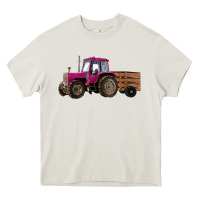 Cream Pink Farm Tractor Heavy Core Tee - RanaPortraitStore